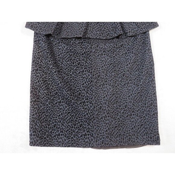 Alice + Olivia Victoria Peplum Dress Velvet Navy Leopard Print Size 8 Sheath - Picture 11 of 12